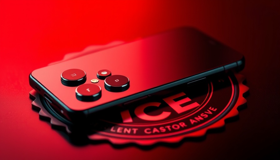ICE spyware acquisition concept with phone and badge.