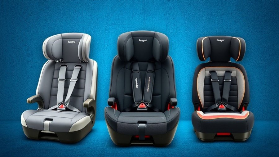 Best booster car seats in diverse designs on textured blue background.