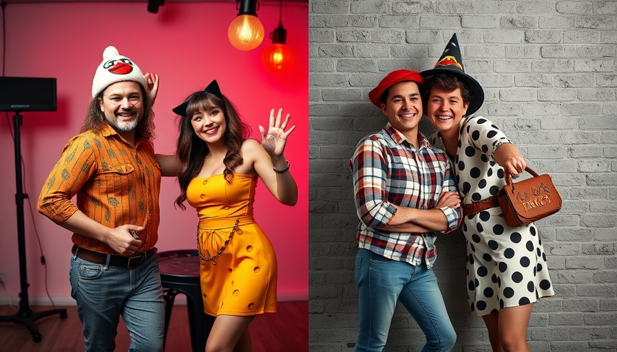 Creative couples wearing best Halloween costumes, including Crocs and diner attire.