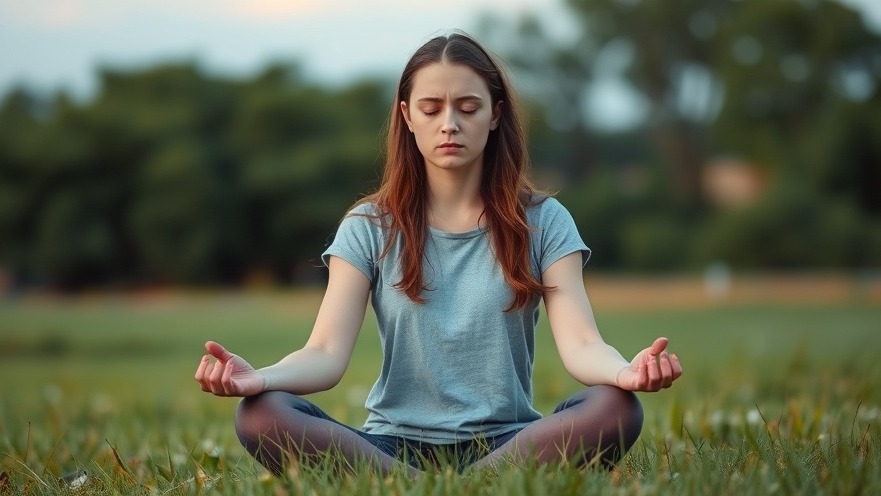 Young woman in lotus position outdoors, embodying mental wellness and mindfulness.