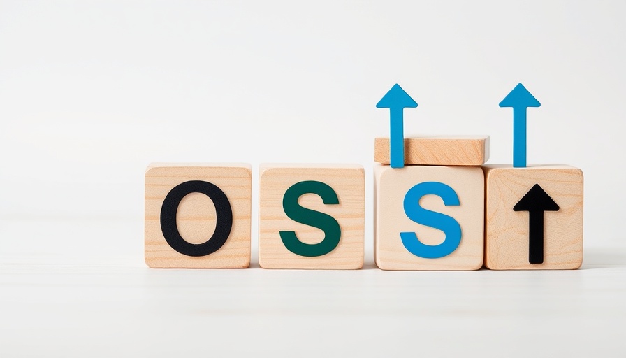 Wooden blocks spelling 'COST' with upward arrows, symbolizing rising expenses in business budget and forecast samples.
