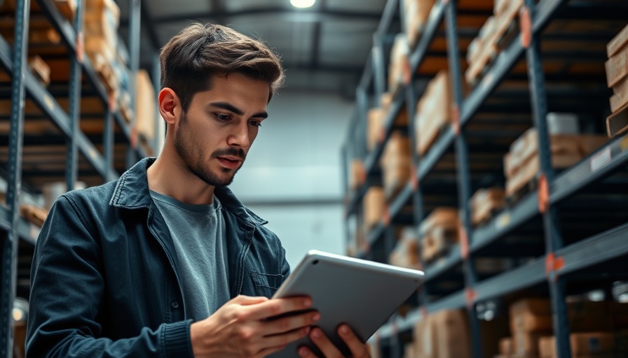 Focused team utilizing software for stock management in a warehouse.