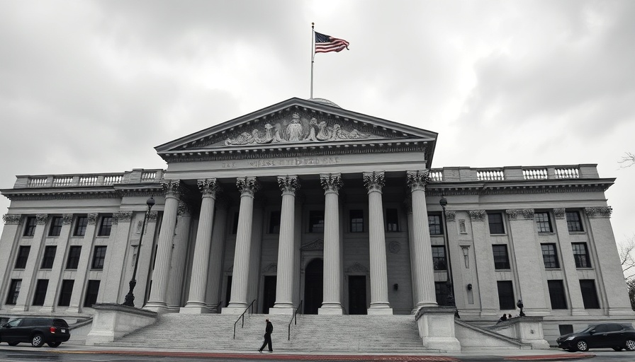 U.S. Treasury Department building with classic columns, impact on small businesses.