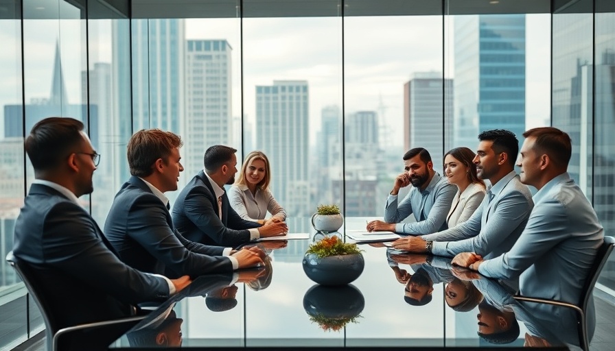 Executives discussing foundational strategies for C-suite leaders in a glass-walled office.
