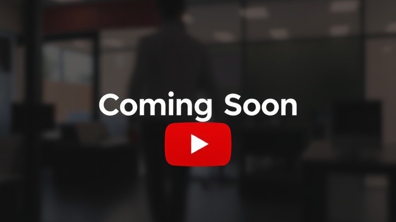Coming Soon business video placeholder with red play button