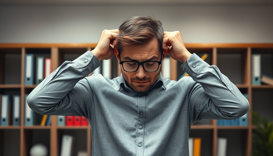 Burnout affects business productivity illustrated by pensive man in office.