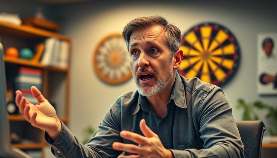 Man discussing ChatGPT marketing questions in an office setting.