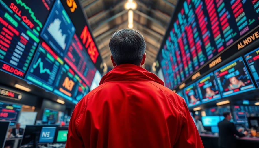 Impact of new tariffs on small retailers: trader watching market sell-off.