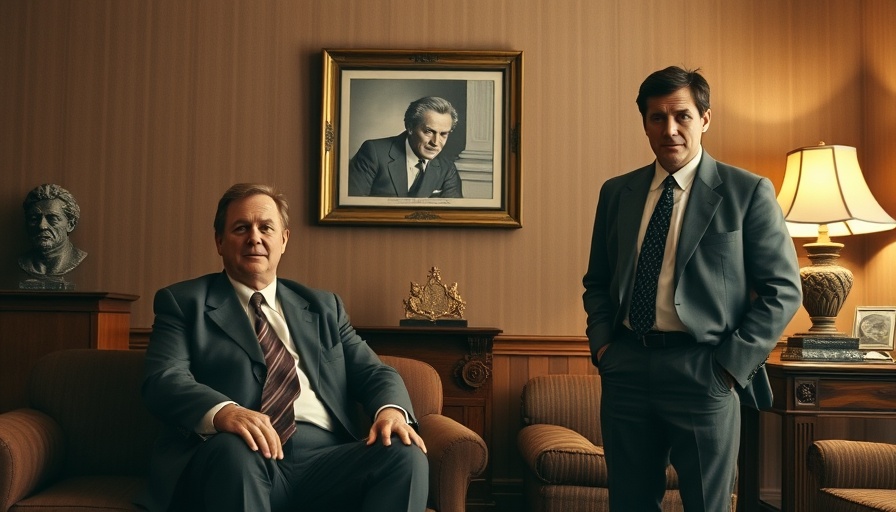 Historic office scene with two men for Microsoft 50th Anniversary.