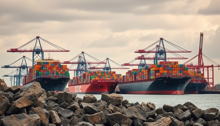 Cargo ships at port highlighting China tariffs on U.S. goods.