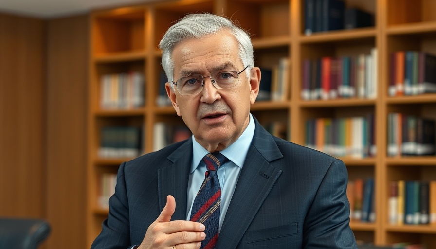 Distinguished older gentleman speaking about leadership in an office setting.