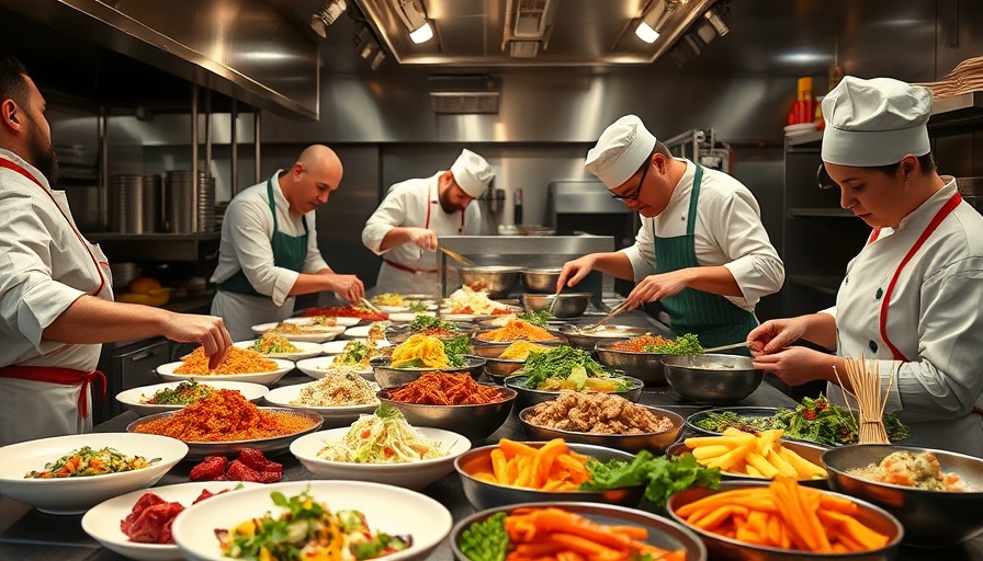 Chefs crafting Dopamine Menus in a vibrant kitchen setting