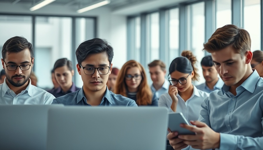 Disengaged workers in a modern office, highlighting worker disengagement.