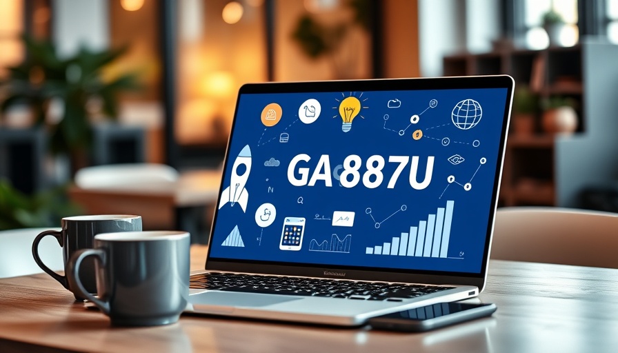 Goa777 Digital Marketing Agency laptop display with icons and coffee mug.