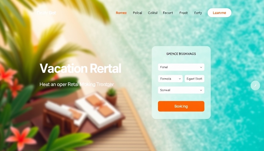 Booking-focused website for vacation rentals with tropical theme design.