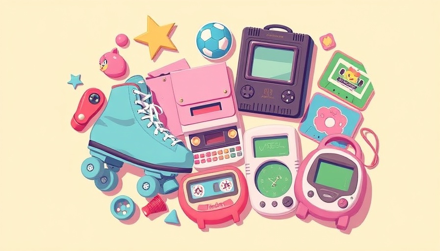 Nostalgia Marketing: Retro Items Collage with Roller Skates and Cassettes