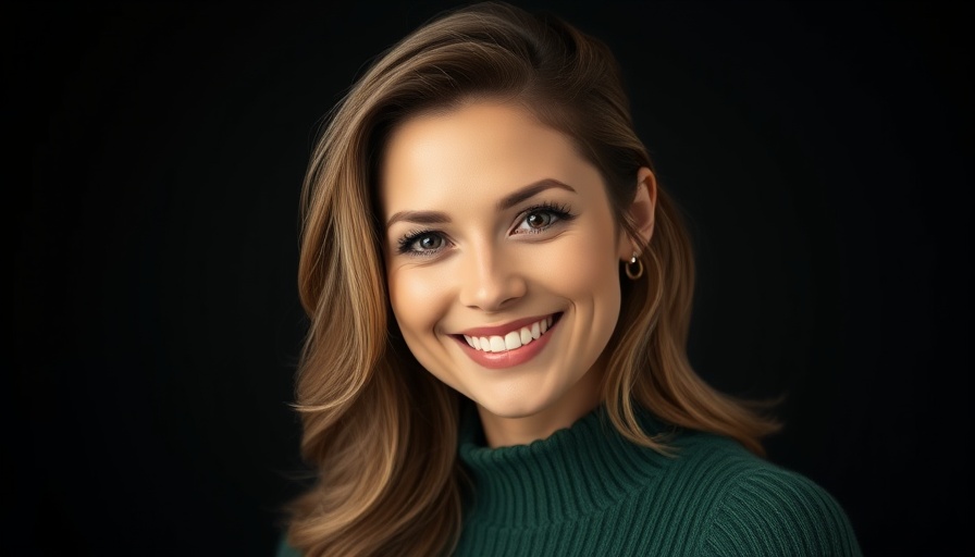 Smiling woman in green sweater showcasing data-driven marketing strategies.