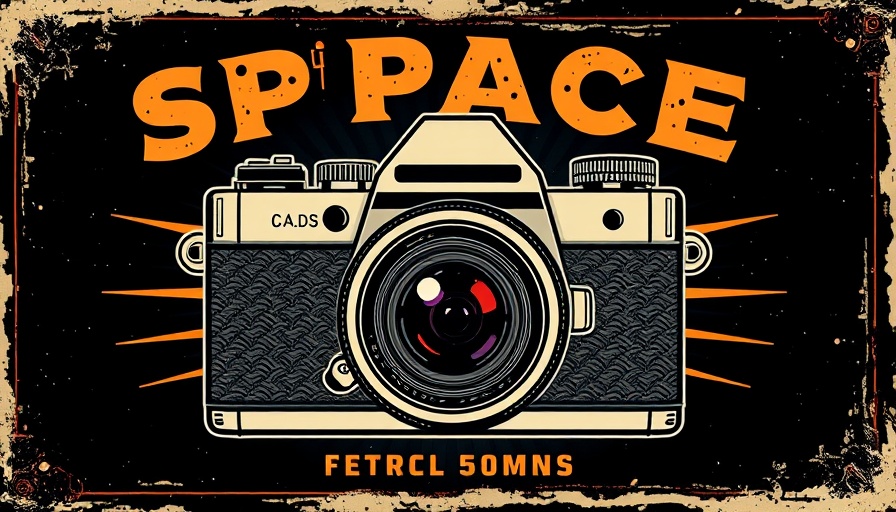 Vintage poster with retro camera and space graphics, Lead It Like Lasso Leadership Book.