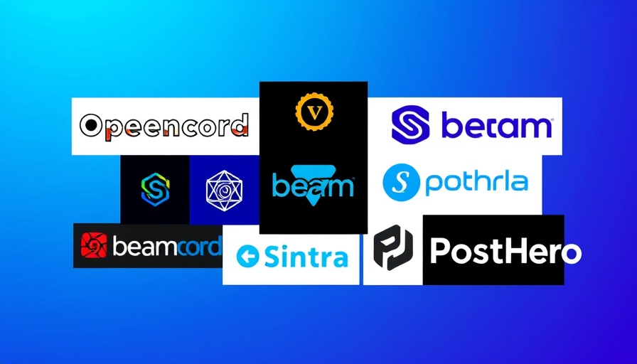 Collage featuring top social media AI agents logos on blue background.