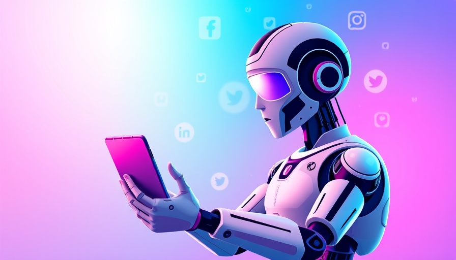 AI Influencers: Futuristic digital illustration with social media icons.