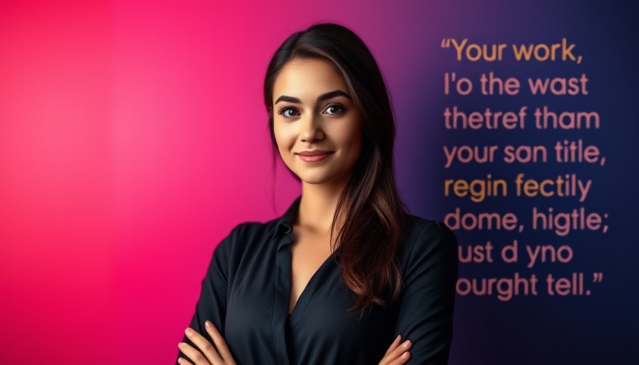 Confident woman with quote, representing Texas Digital Marketing Agency, vibrant background.