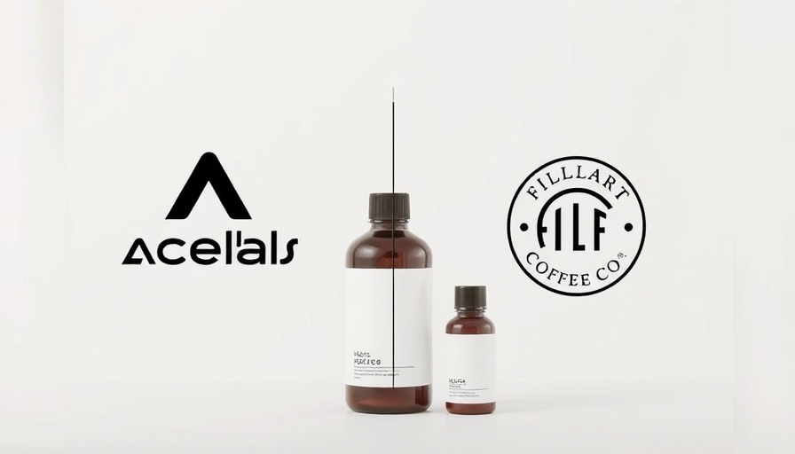 Acelabs and Filter Coffee Co. branding with skincare bottles background, promoting digital marketing for Acelabs.
