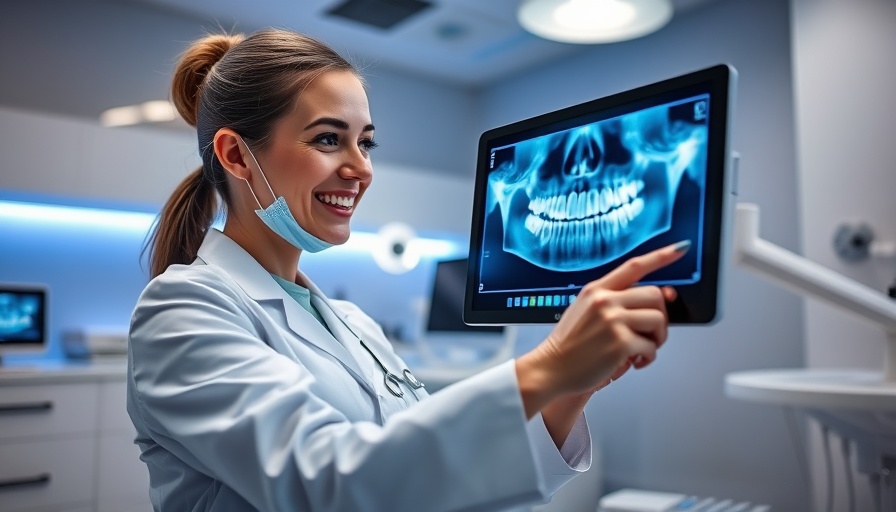 Female dentist using advanced digital technology for patient care.