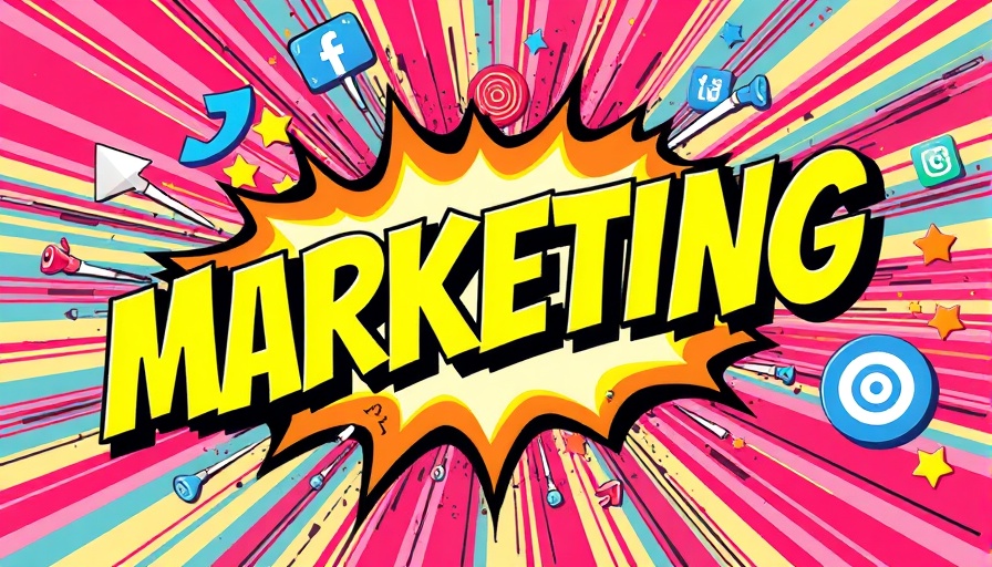 Marketing automation comic style with vibrant icons and graphics.
