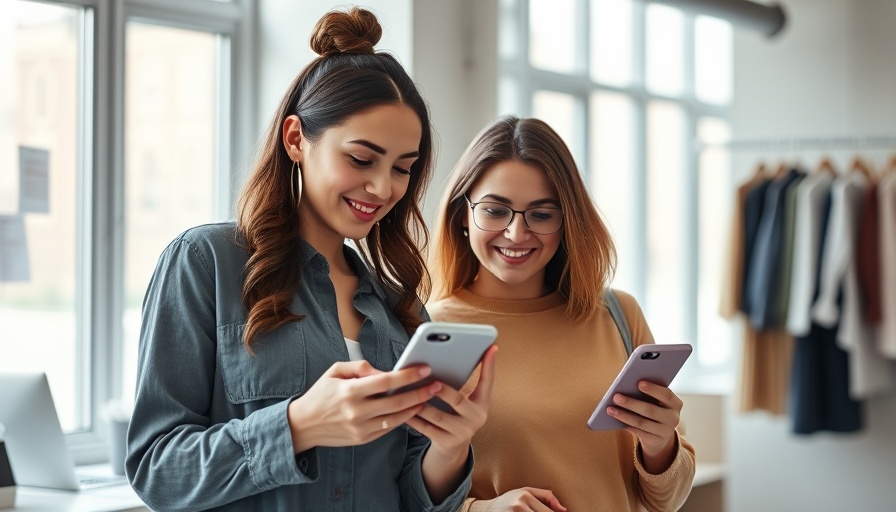 Small business digital messaging challenges: Two women using smartphones.