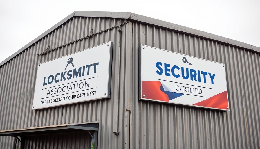Master Locksmiths Association sign on metal building, digital marketing for locksmiths.