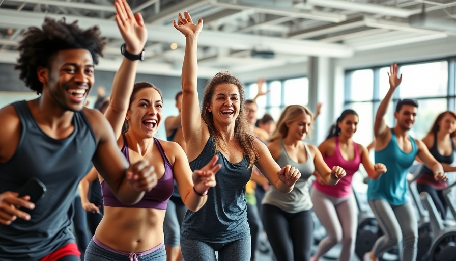 Group fitness session in a gym showcasing 'How Fit Are You'.
