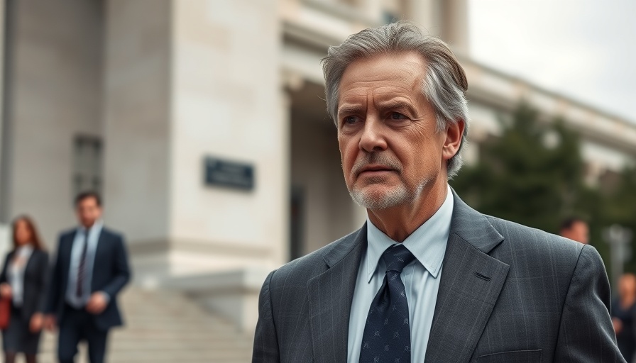 Confident businessman during US China trade talks outside building.