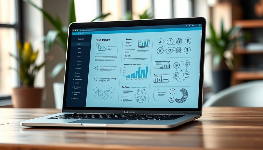 Laptop showcasing web design services concepts in a modern office.
