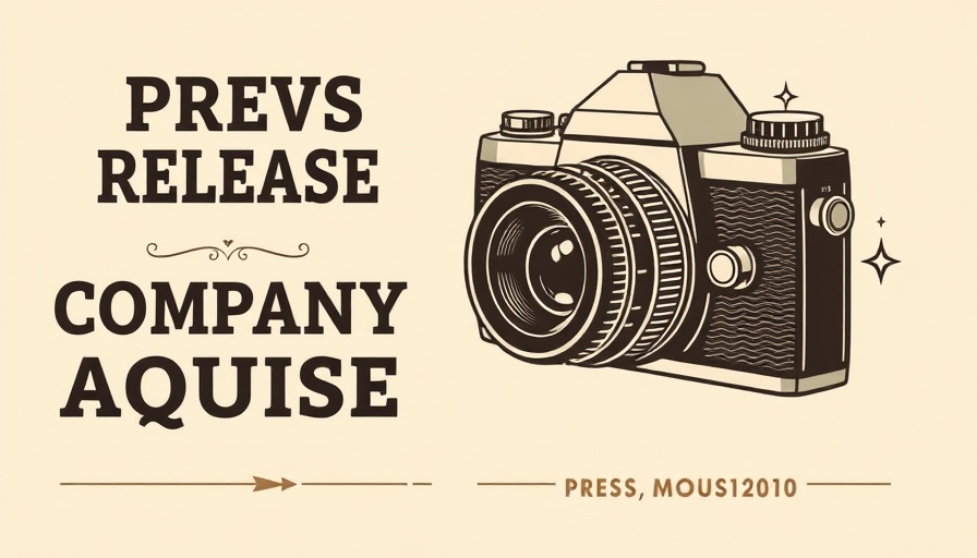 Retro press release graphic with vintage camera symbol.