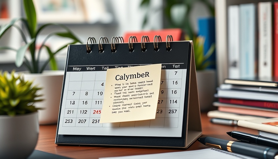 Desk calendar with sticky note, office setting, boost your Fiverr gigs success with Keyword Finder AI.