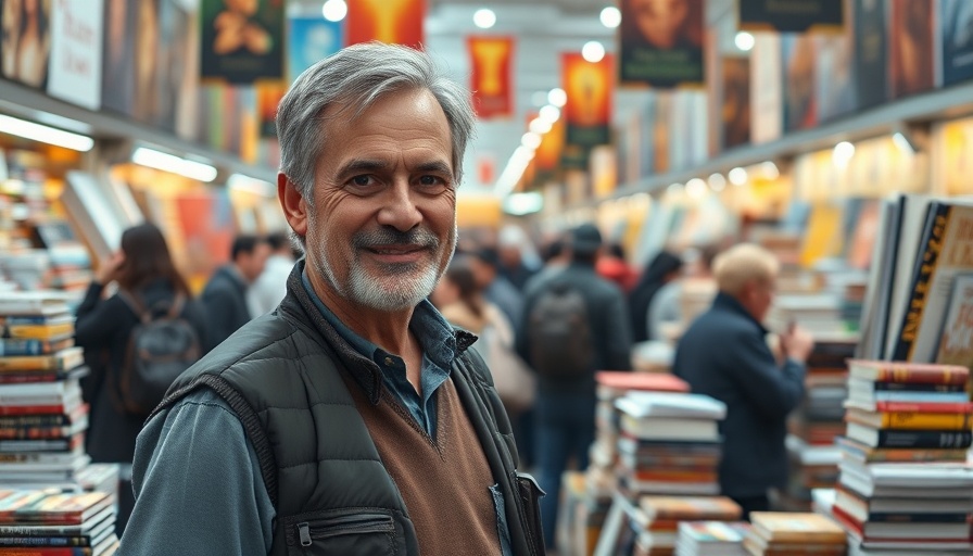 Man at a book fair highlighting print book distribution challenges