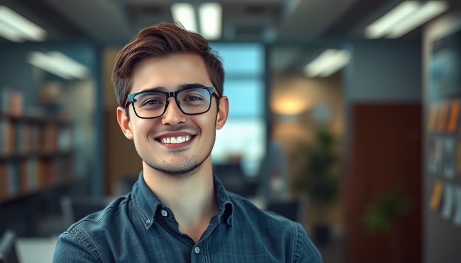 Young man in office with sticky notes, optimizing H1 tags.