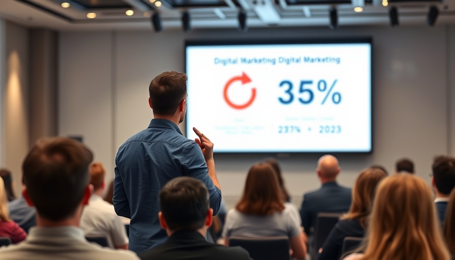 Boomcycle Digital Marketing presentation with speaker and statistics.