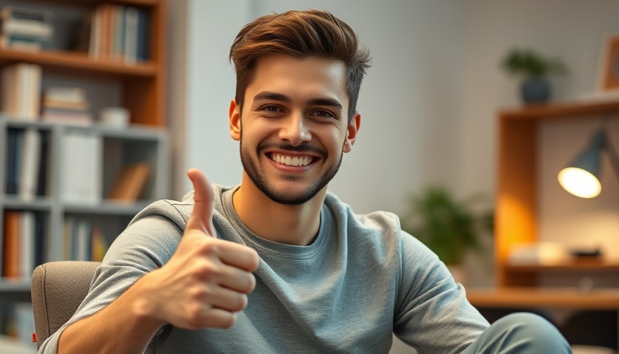 Portrait of a smiling young man in office setting.