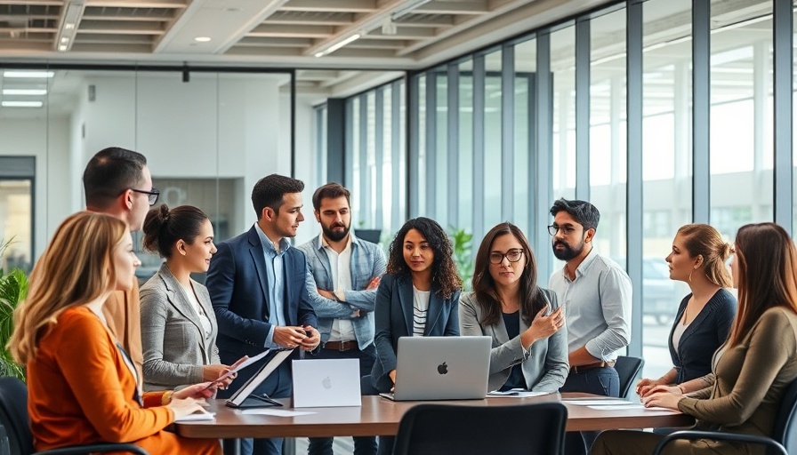 Modern office setting with a diverse team combating groupthink.