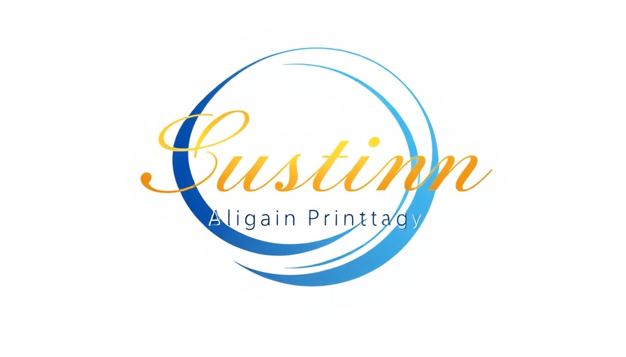 Modern custom print and digital services logo in gold and blue.