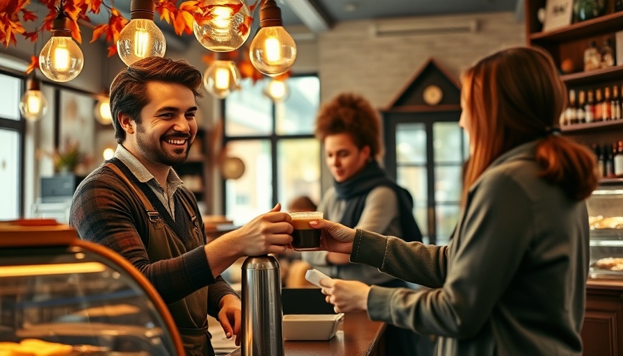 Friendly café barista serving coffee, highlighting local SEO in Cyprus.
