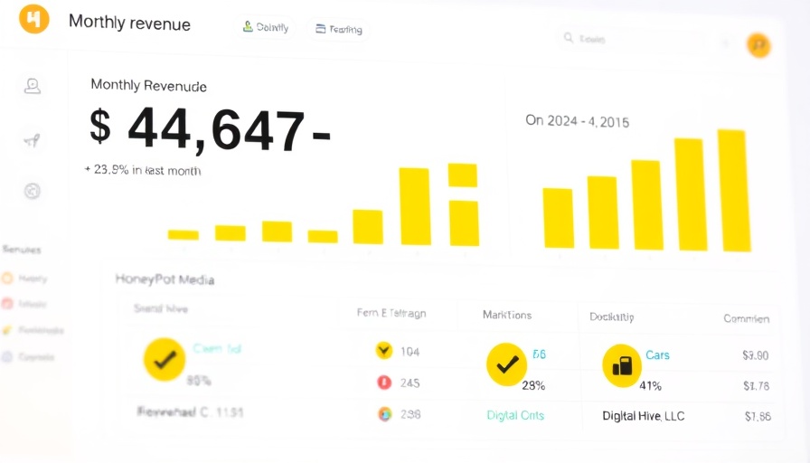 AI social management tools financial dashboard highlighting monthly revenue.