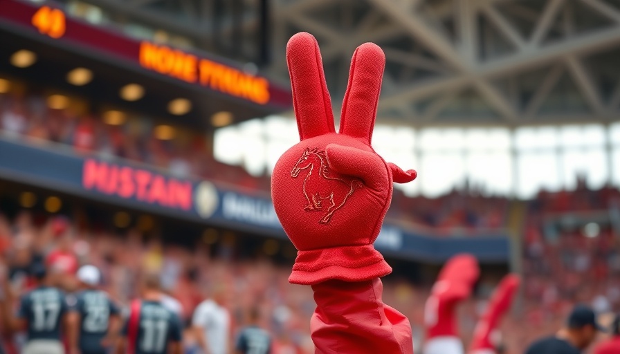Vibrant foam finger displaying brand loyalty at sports event.