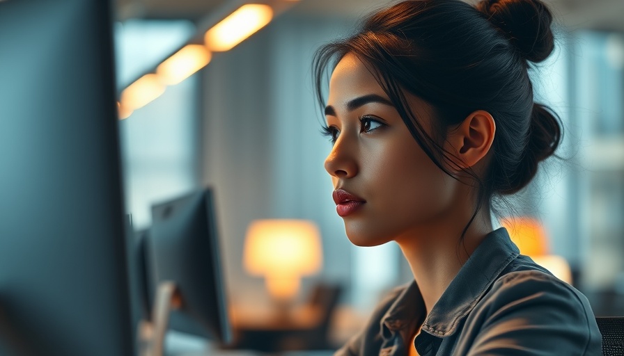 LinkedIn Profile Optimization: woman focused on computer screen in office