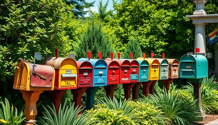 Colorful mailboxes in garden, symbolizing Constant Contact acquisition.
