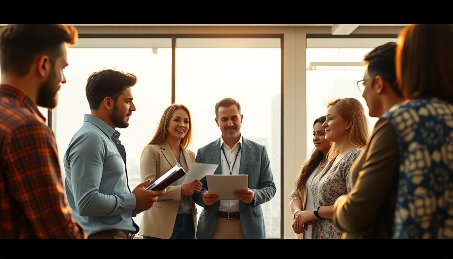 Teamship in leadership: diverse team collaborating in modern office.