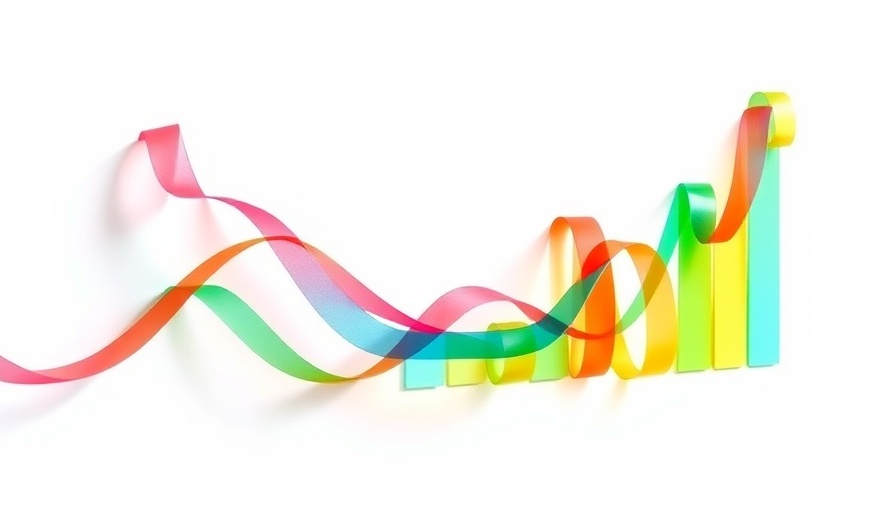 Colorful tape graph illustrating print marketing effectiveness.