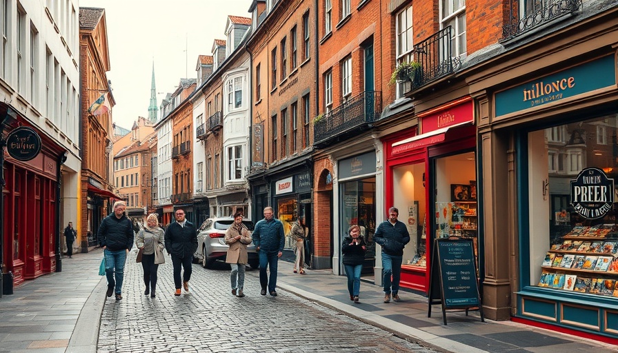 Charming urban street scene with vibrant storefronts for Local SEO 2025.