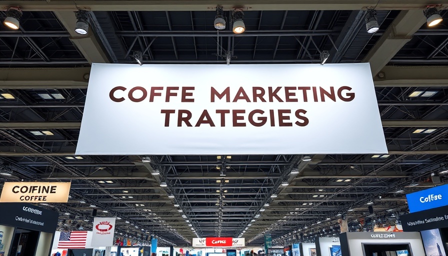 Coffee marketing strategies promotional banner at trade show.